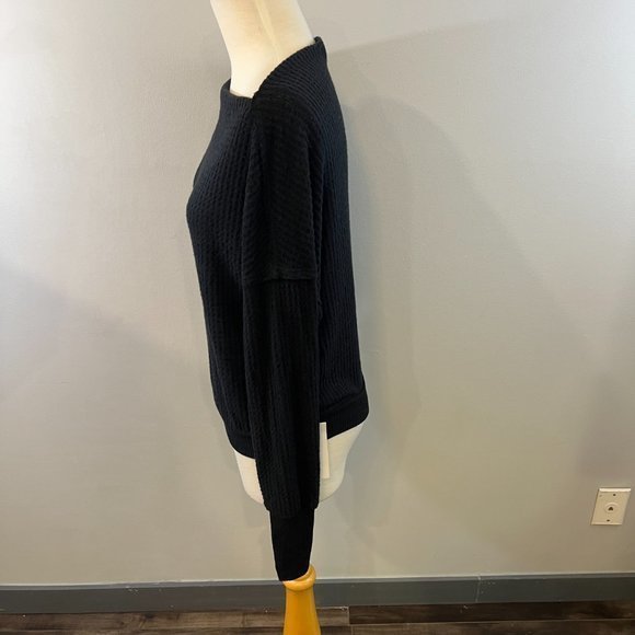 NWT TREASURE & BOND Off the Shoulder Thermal Knit Top in Black (XXS) - Picture 5 of 10